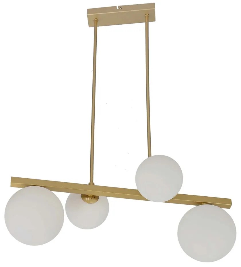 Lustră albă/aurie cu abajur din sticlă Kama – Candellux Lighting
