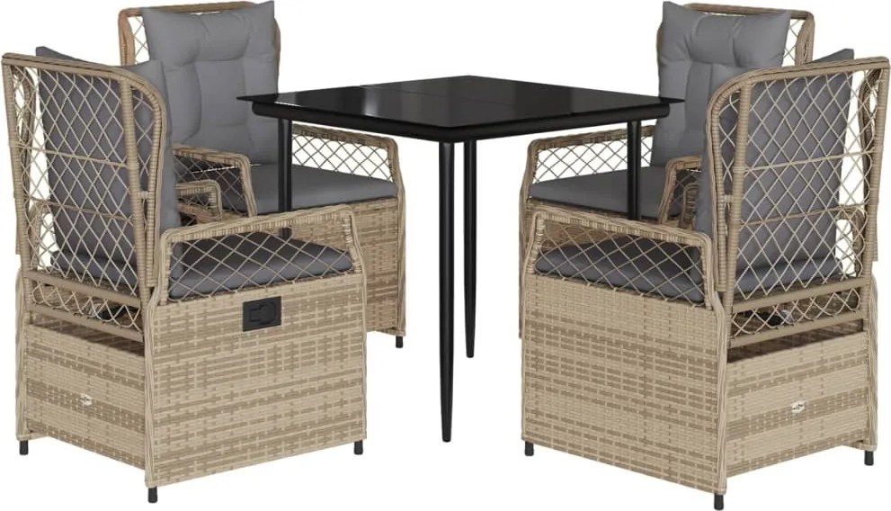 vidaXL Set mobilier de grădină cu perne, 5 piese, bej, poliratan