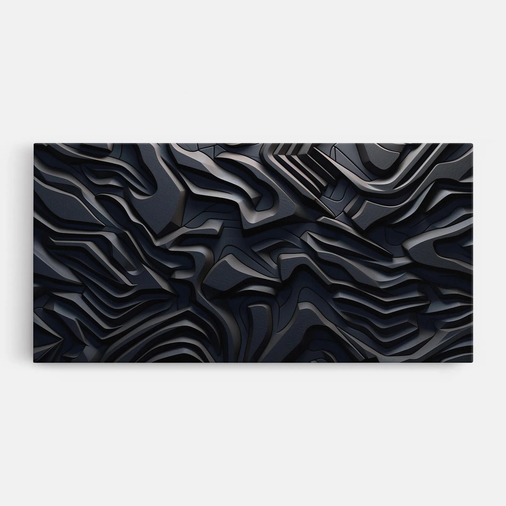 Tablou Canvas, 40x80cm, Dormitor si Living, Abstracte, Iluzii optice, Black 3d Lines