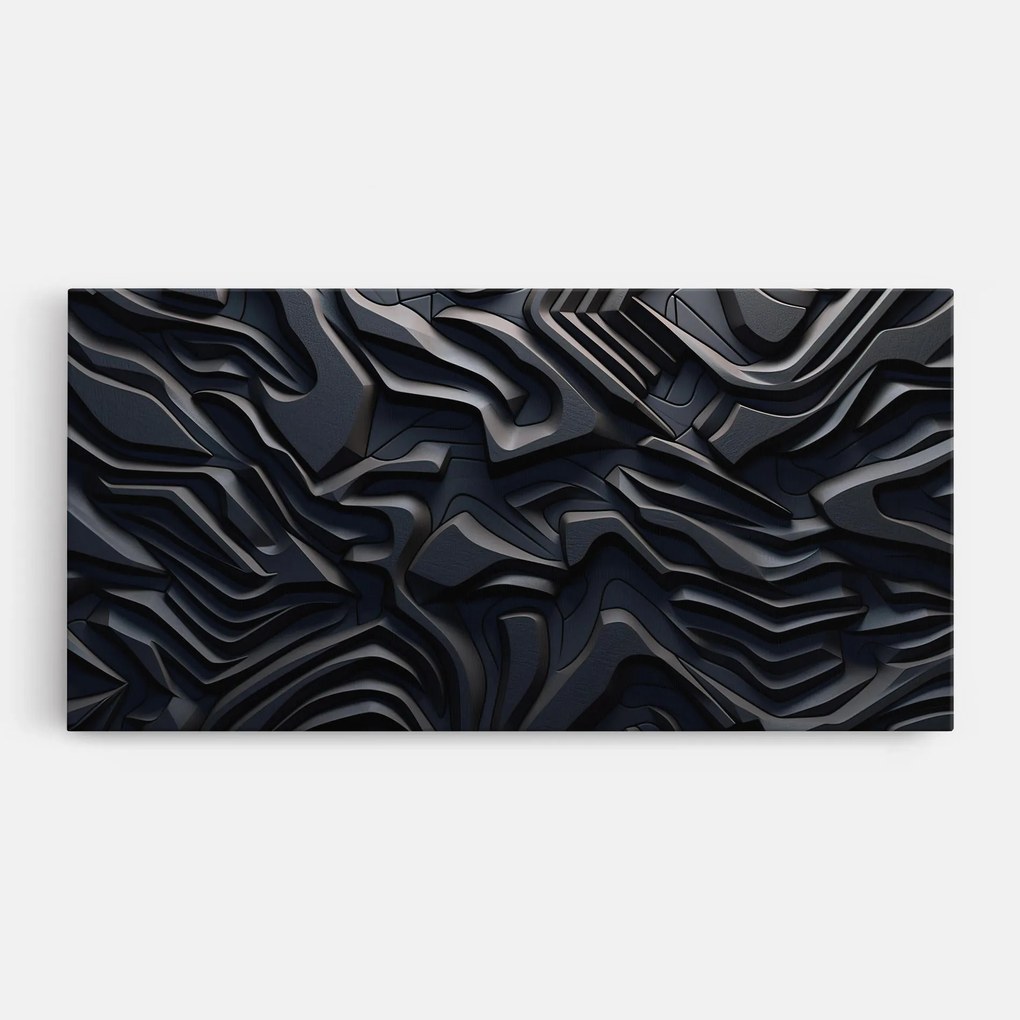 Tablou Canvas, 80x160cm, Dormitor si Living, Abstracte, Iluzii optice, Black 3d Lines