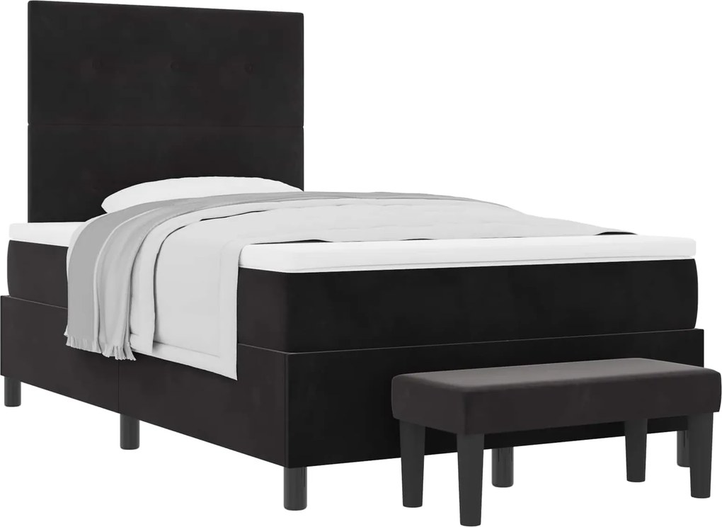 vidaXL Pat cu arcuri cu saltea cu headboard Negru 120 x 200 cm Catifea
