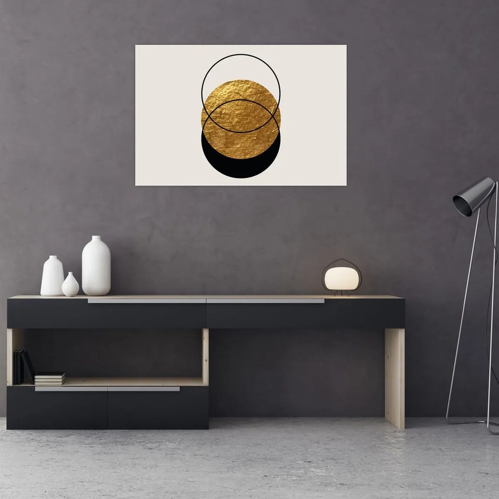 Tablou - Abstracție de aur și alb N⁰2 (90x60 cm)