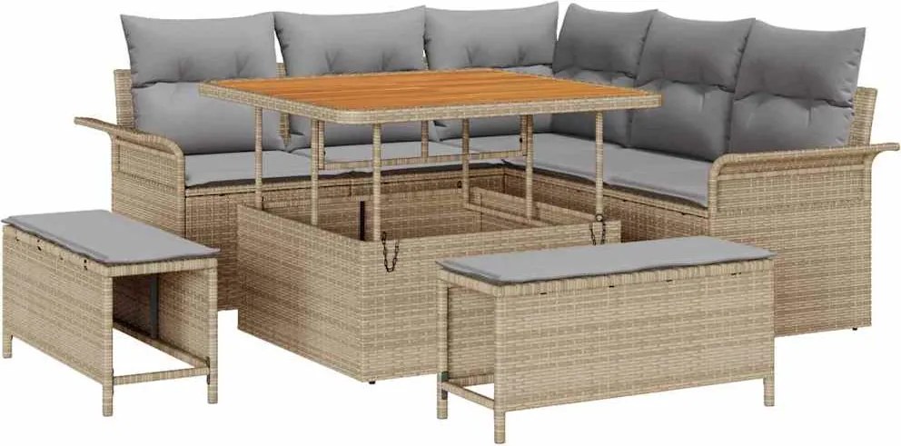 vidaXL Set de canapele pentru grădină 8 pcs Beige și gri deschis