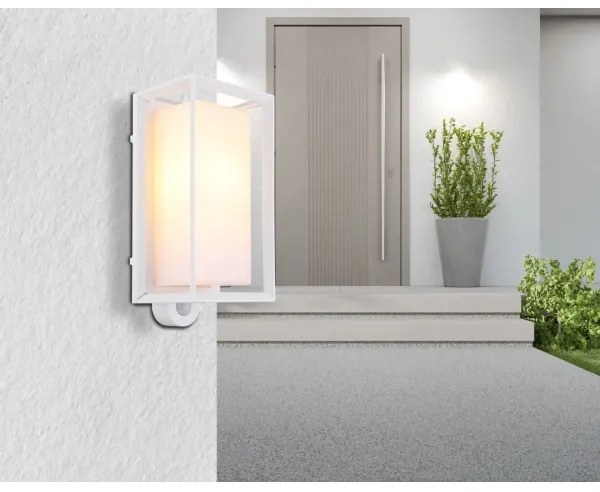 Aplică de exterior cu senzor Globo 31982WS LOGANA 1xE27/60W/230V IP44 alb