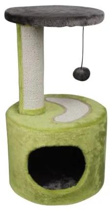 Ansamblu de joaca pentru pisici, cu ciucure si platforma, verde, 30x30x57 cm