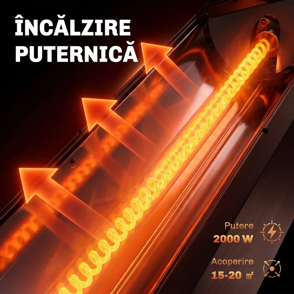 Outsunny încălzitoare Electrice cu Infraroșu 2000W IP65 Negre | Aosom Romania