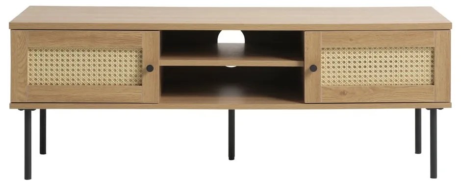 Comodă TV în culoare naturală cu aspect de lemn de stejar 120x43 cm Pensacola – Unique Furniture