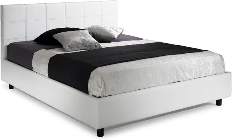 Pat Dormitor Matrimonial Bed&amp;Sofa Daniele iSomn 160x200 cm, fara lada de depozitare, piele ecologica, alb