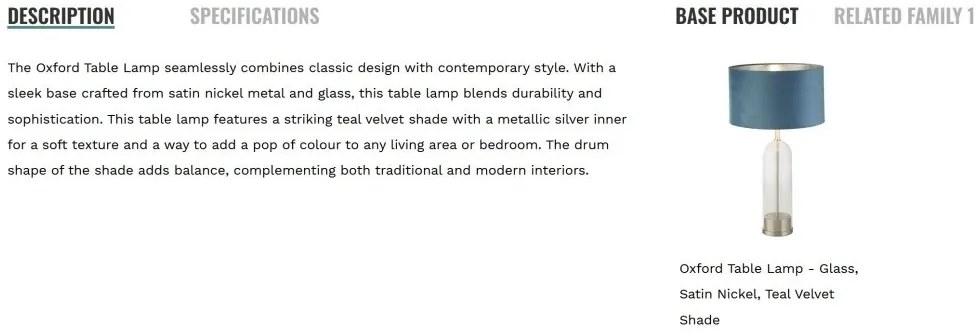 Veioza/Lampa de masa design decorativ Oxford nickel/teal