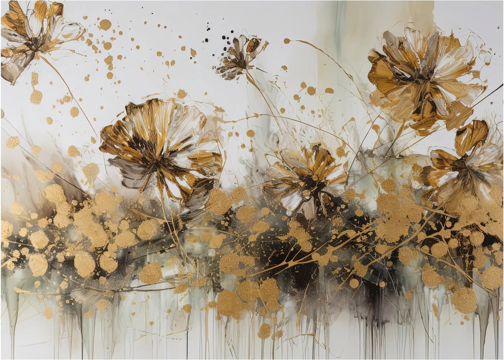 Tablou pe sticlă - pictură abstractă florală (70x50 cm)
