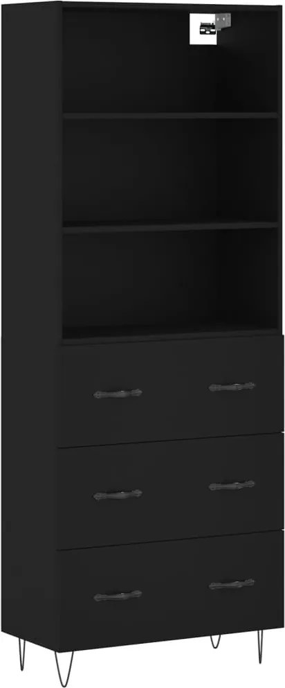 vidaXL Dulap înalt, negru, 69,5x34x180 cm, lemn compozit