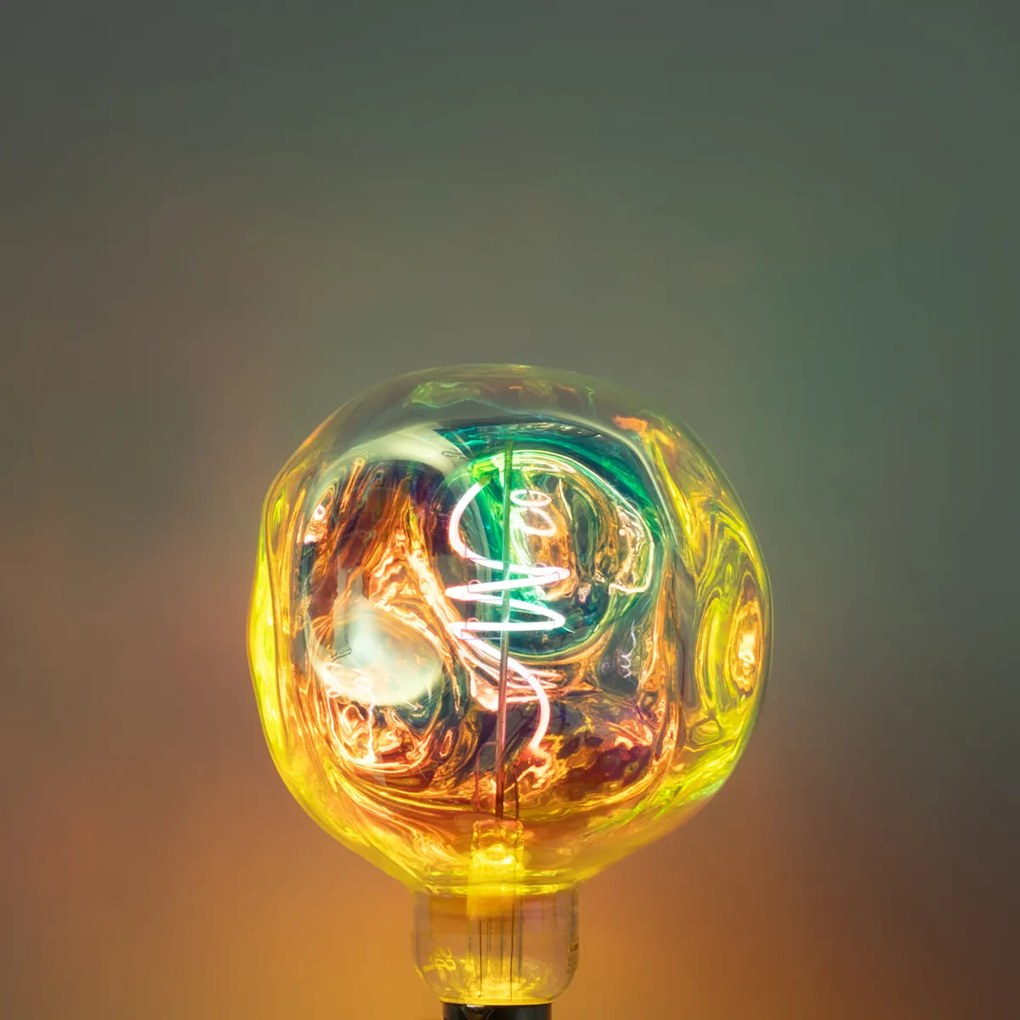 Lampă LED E27 dimabilă cu filament spiralat G125 Curcubeu 4W 200 lm 1800K