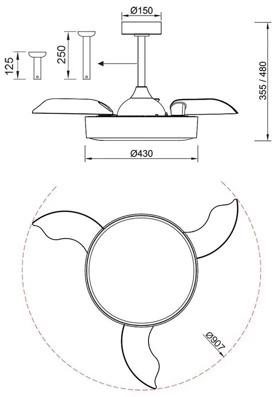 Lustra LED CCT cu ventilator si telecomanda ALASKA mini alb MA-8755
