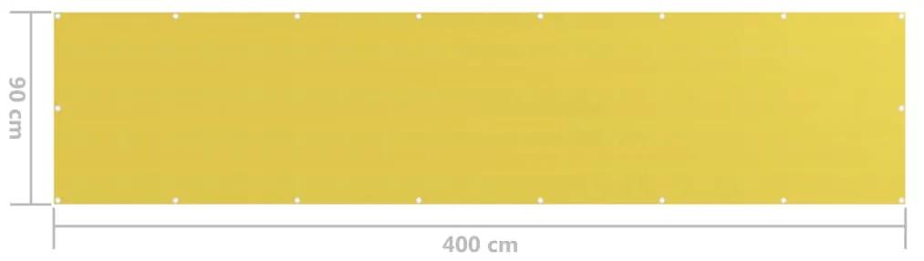 Paravan de balcon, galben, 90 x 400 cm, HDPE Galben, 90 x 400 cm