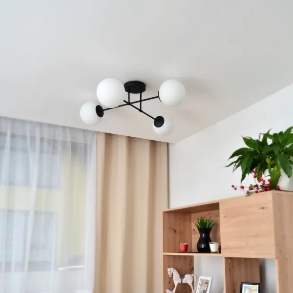 Lustră aplicată MOON 4xE27/15W/230V negru