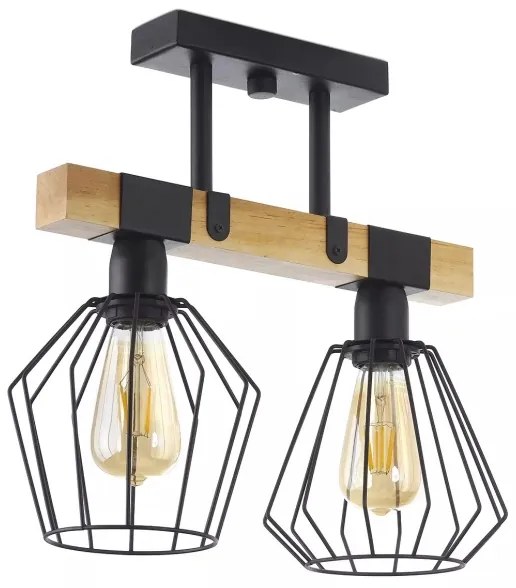 Lustră aplicată CAMEROON 2xE27/60W/230V neagră/lemn