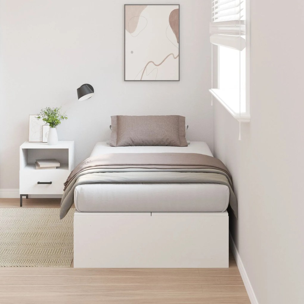 vidaXL Cadru de pat cu depozitare Alb 80x200 cm