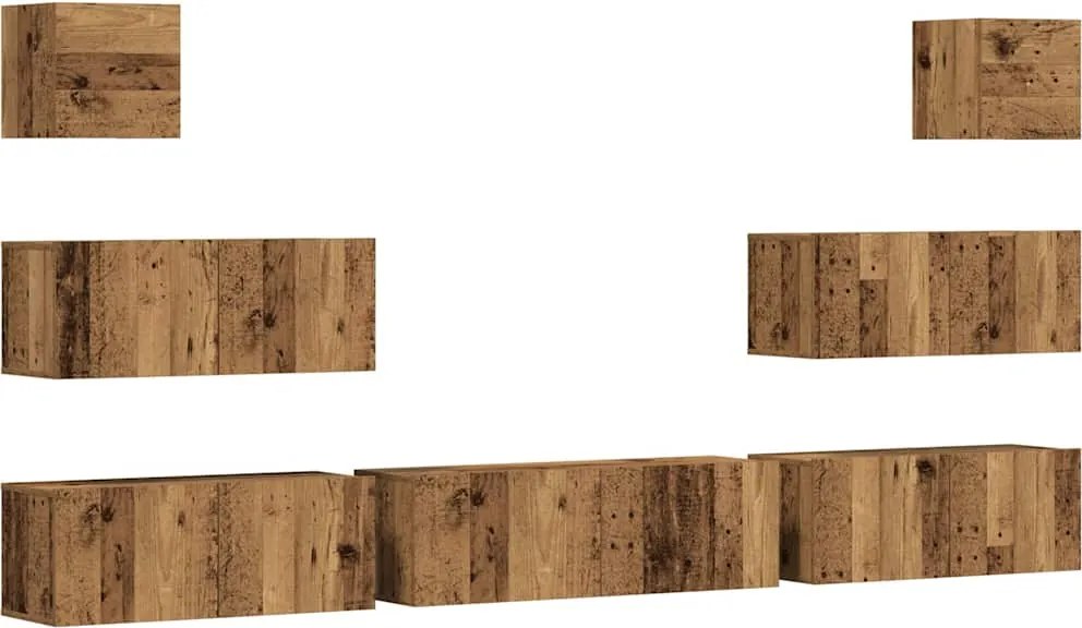 vidaXL Set dulap TV 7 piese montat pe perete lemn vechi lemn prelucrat