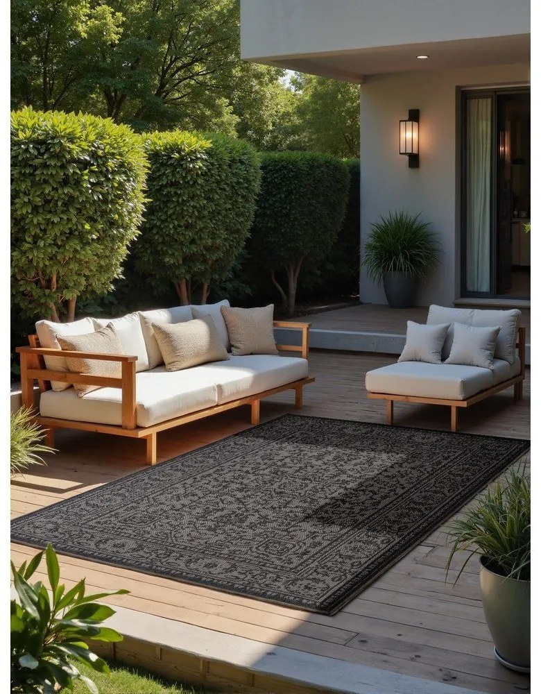 Covor pentru exterior și interior alb-negru 120x170 cm Duet Kona – NORTHRUGS