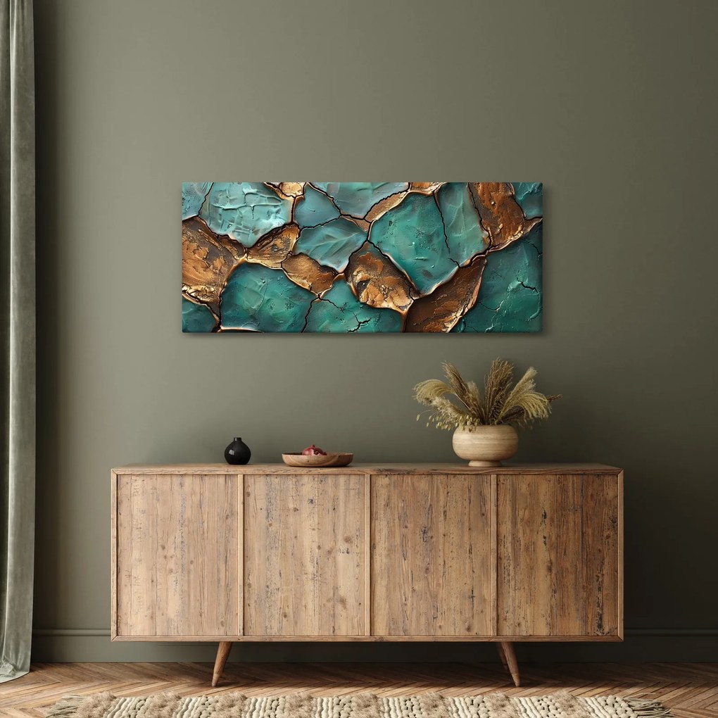 Tablou - Pictură verde-auriu (120x50 cm)