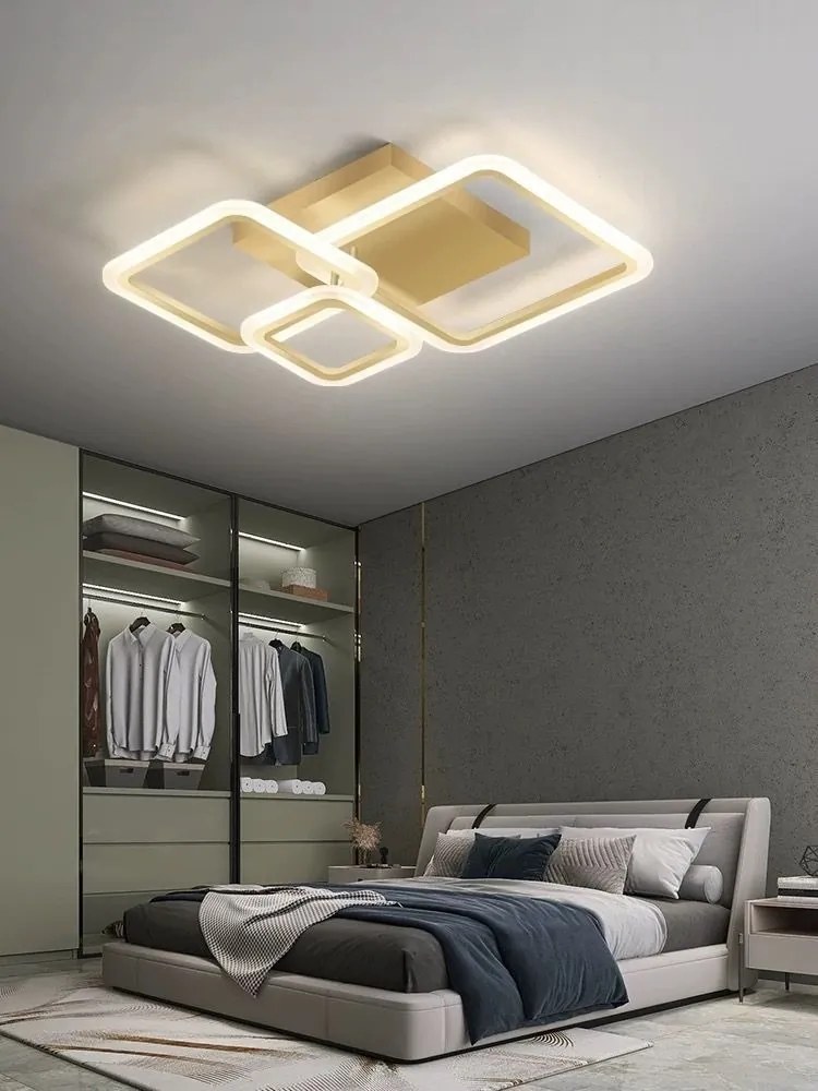 Lustra LED G3816 GD – 88W, cu telecomanda, 3 temperaturi de culoare