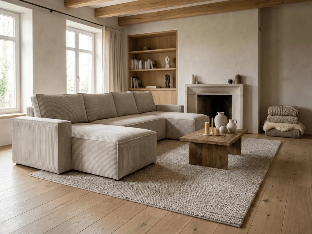 Coltar in forma de U SMART COSARO 295x140 cm, bej