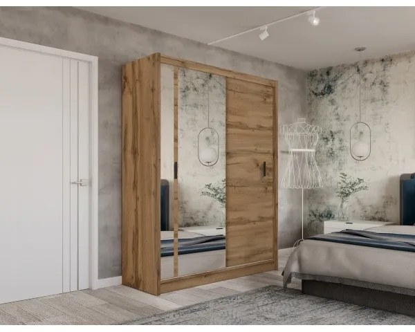 Dulap cu oglindă SABRINA 180x215 cm, stejar woltan