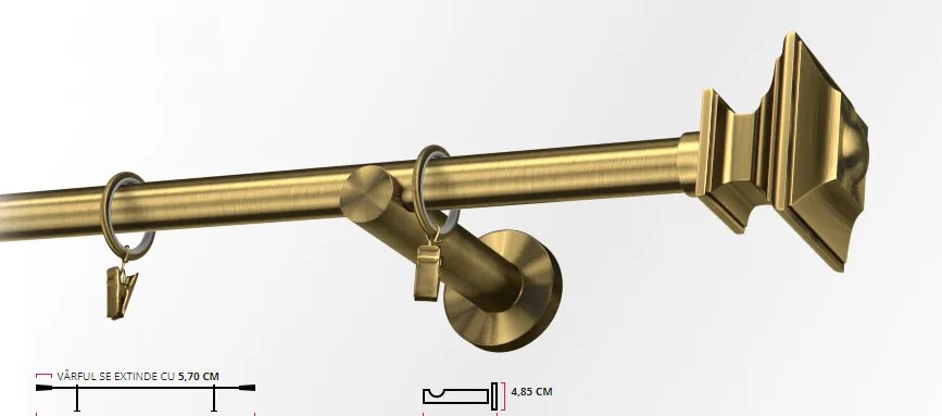 Galerie simpla PICIOR UNIVERSAL - VERDI-simpla /19 - AUR ANTIC (Alege marime: 280 cm)