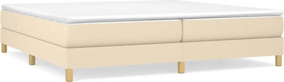 vidaXL Pat box spring cu saltea, crem, 200x200 cm, textil