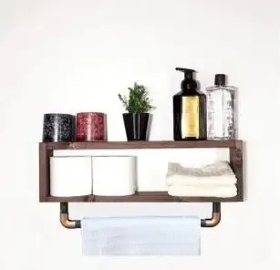 Suport prosop din lemn-metal Industrial Homs,seria wood 48x10 x 25 cm,700165