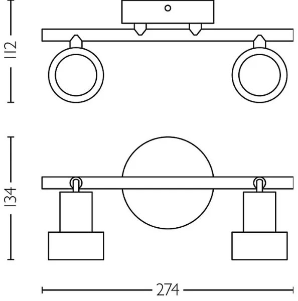Spot Philips CONDUIT 2xGU10/5W/230V negru/alamă