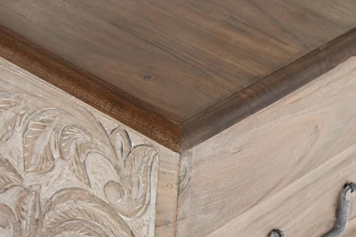 Cufar din lemn de acacia sculptat manual, 90X40X40 cm, "Epoque"