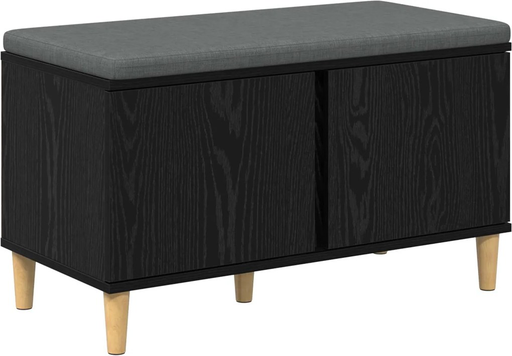 vidaXL Bancă pentru hol cu pernă cu ușă Stejar Negru 80 x 38 x 46 cm