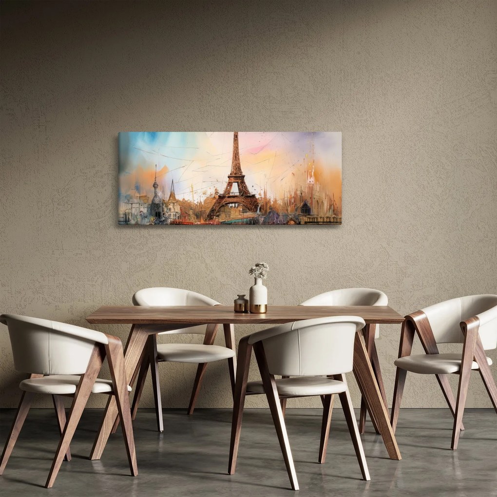 Tablou - Pictură a Turnului Eiffel (120x50 cm)