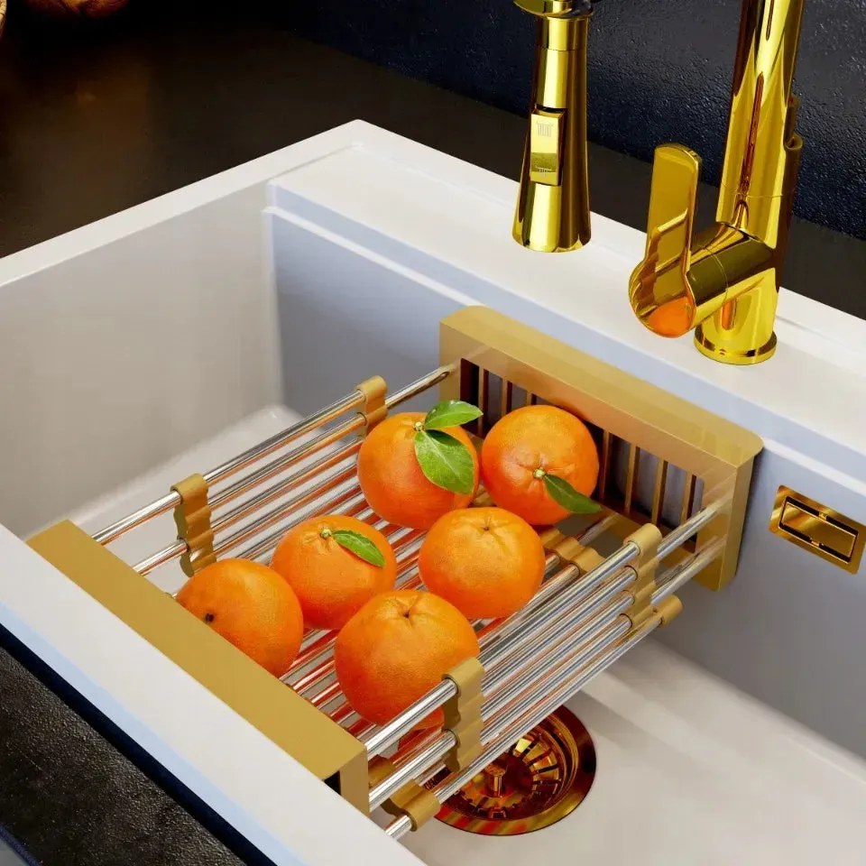 Coș scurgător chiuvetă - 252 oțel inoxidabil Auriu P14A