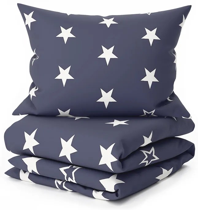 Lenjerie de pat din bumbac Culoare albastru inchis, LINE STAR
