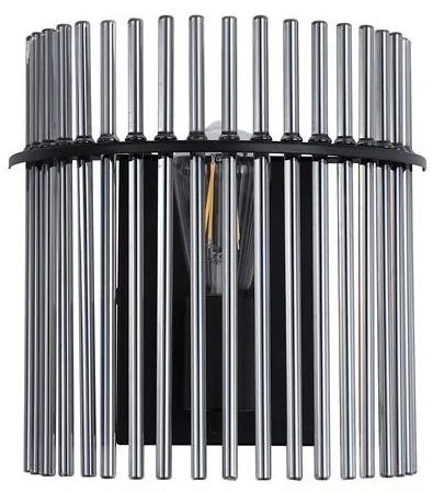 Aplica de perete metal negru, tije din sticla Swizzle