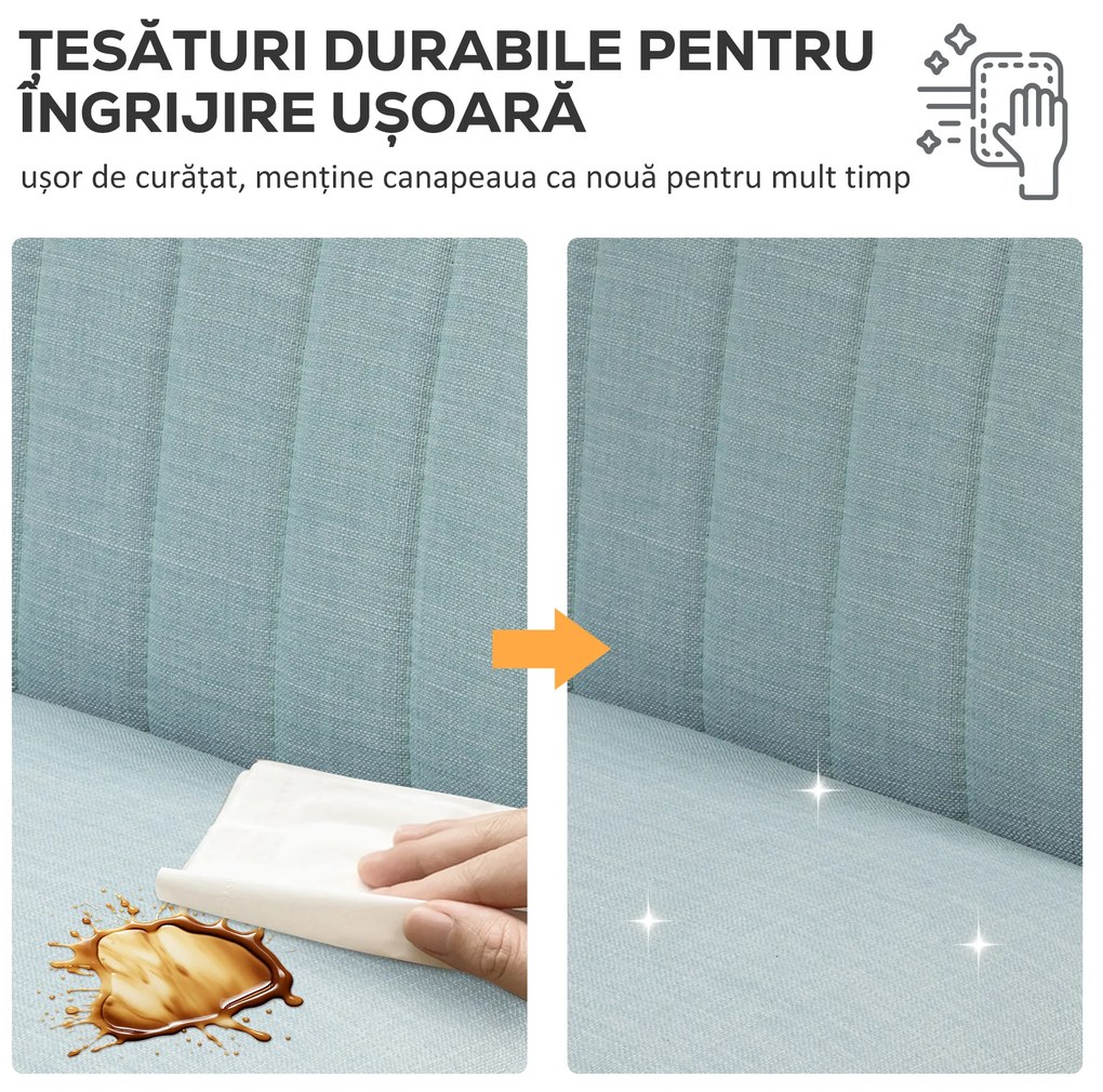 HOMCOM Canapea cu 2 Locuri din Material Textil fără Brațe, Canapea  cu Picioare din Lemn, 117x56,5x77 cm, Verde | Aosom Romania