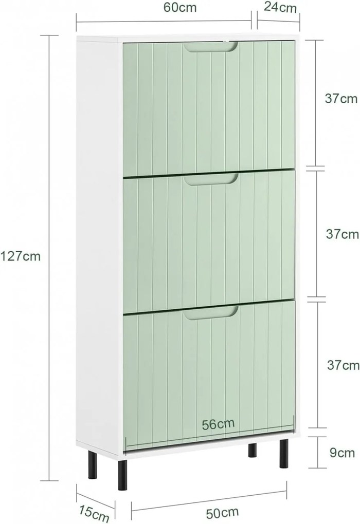 PANV1 - Pantofar 60 cm, pantofare, depozitare pantofi, mobilier hol - Alb - Verde