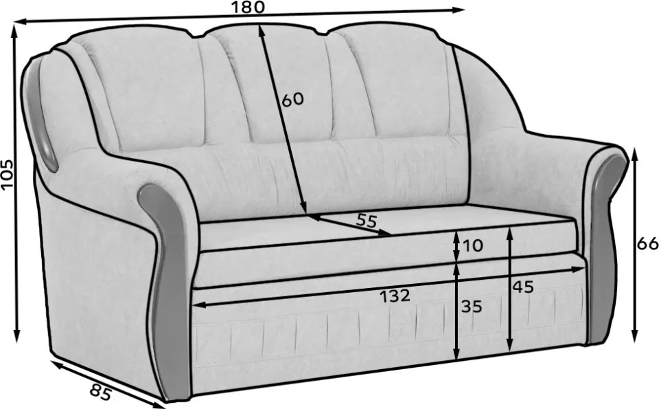 Canapea Lord extensibil, 180x85x105 cm – Monolith 09