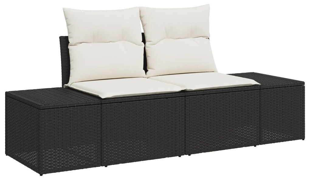 vidaXL Set Canapea de Grădină 7 pcs Negru, alb 55 x 55 x 37 cm