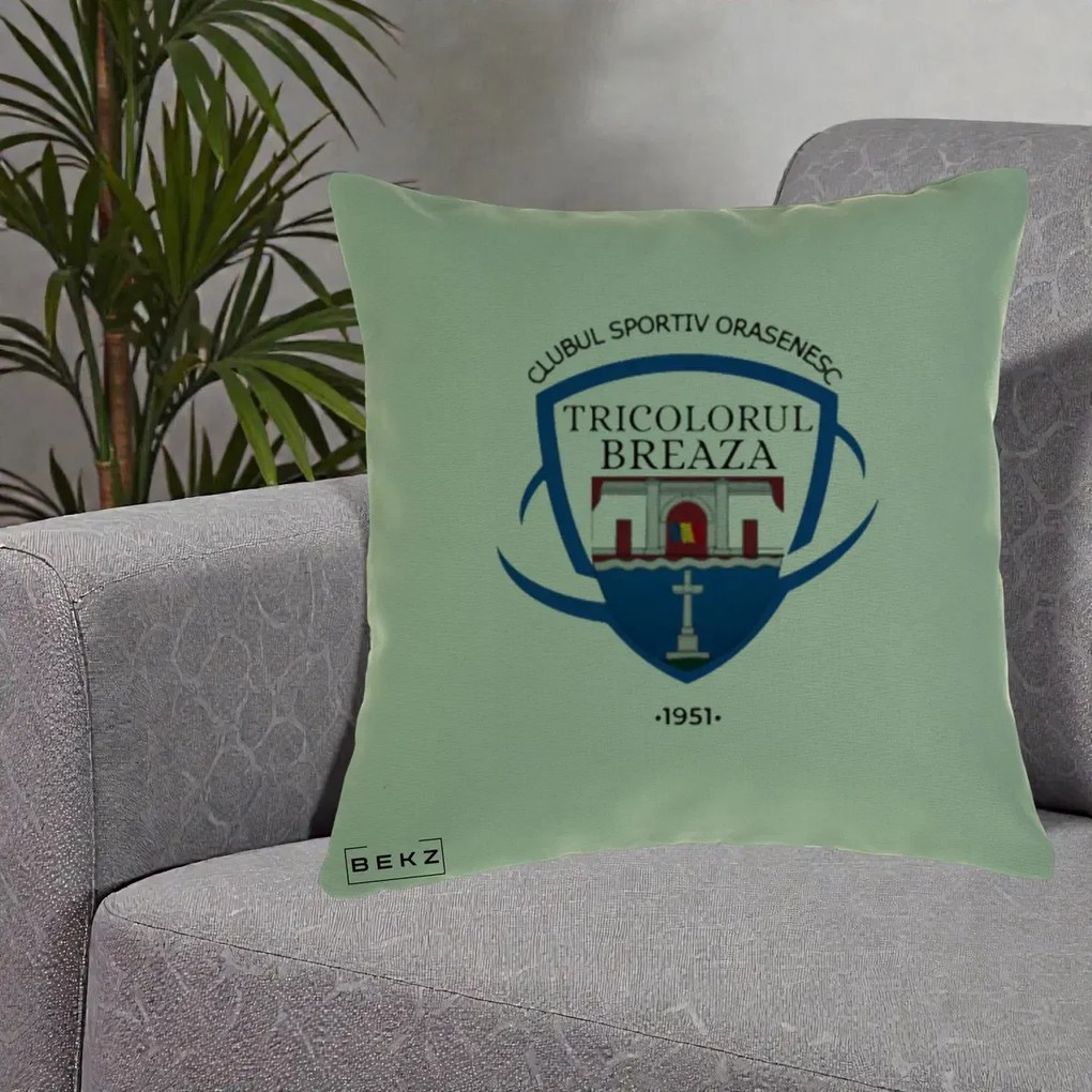 Perna Personalizata CSO Tricolorul Breaza 1951, 40x40 cm, Verde, Husa Detasabila, Perna Inclusa, BEKZ®