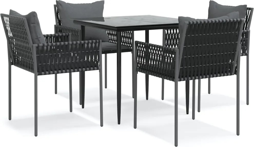 vidaXL Set mobilier de grădină cu perne, 5 piese, poliratan și oțel