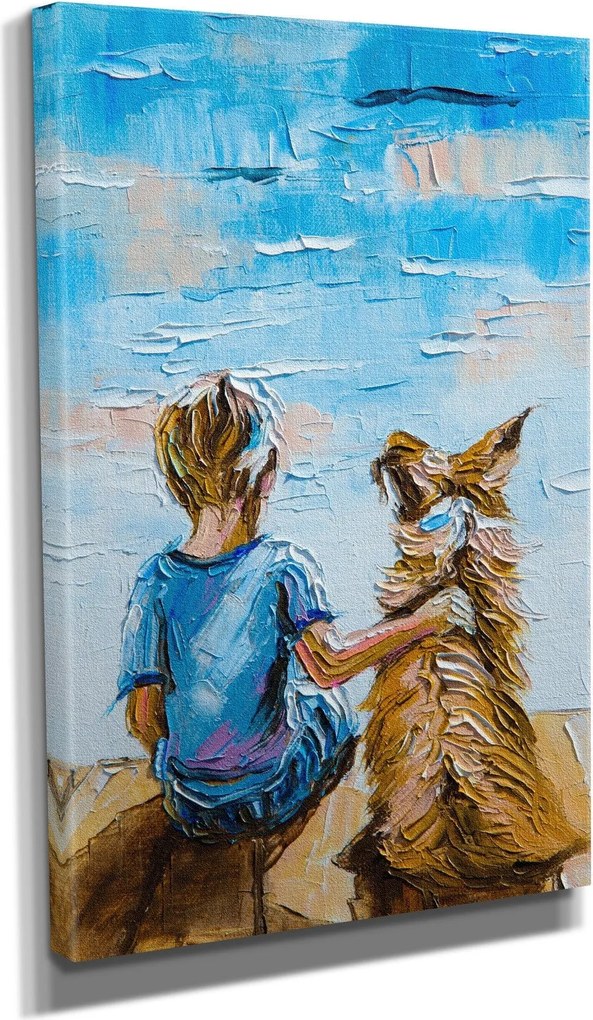 Tablou DC375, albastru, panza, 30x40 cm