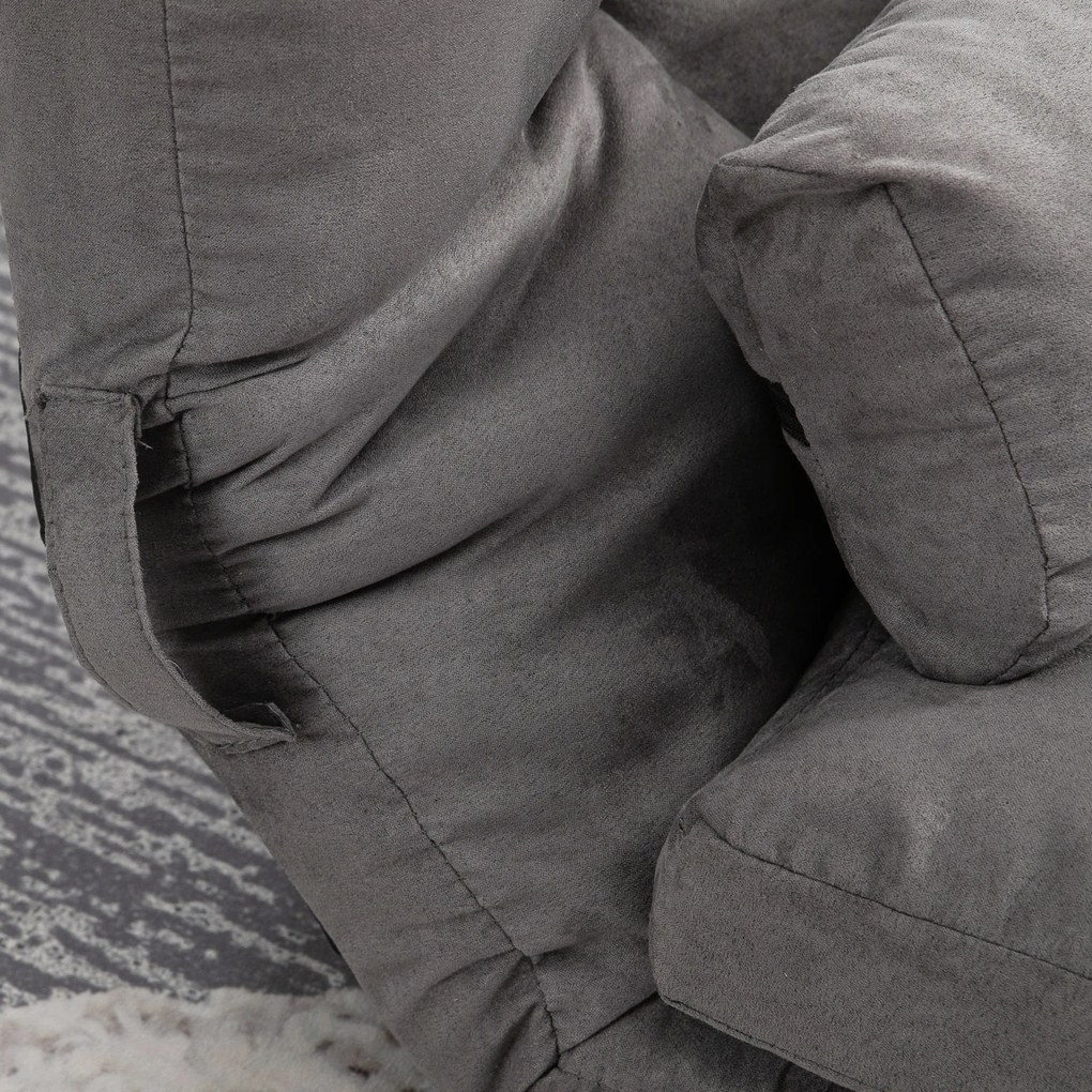 HOMCOM Divan de Podea 2 în 1 cu Spătar Reglabil în 7 Niveluri și Perne, 130x73x60 cm, Gri Carbonizat | Aosom Romania