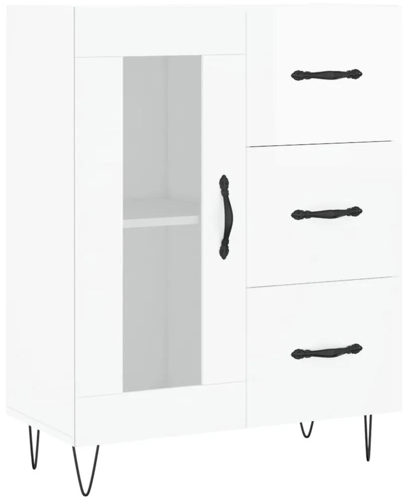 828038 vidaXL Servantă, alb extralucios, 69,5x34x90 cm, lemn compozit