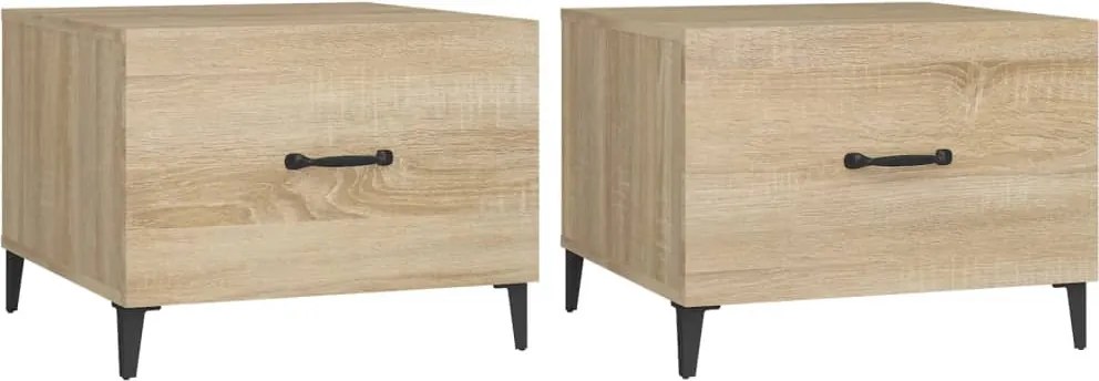 vidaXL Măsuțe cafea picioare metalice 2 buc. stejar sonoma 50x50x40 cm