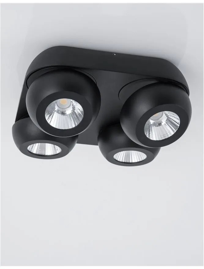 Plafoniera cu 4 spoturi LED directionabile Gon negru NVL-9105103