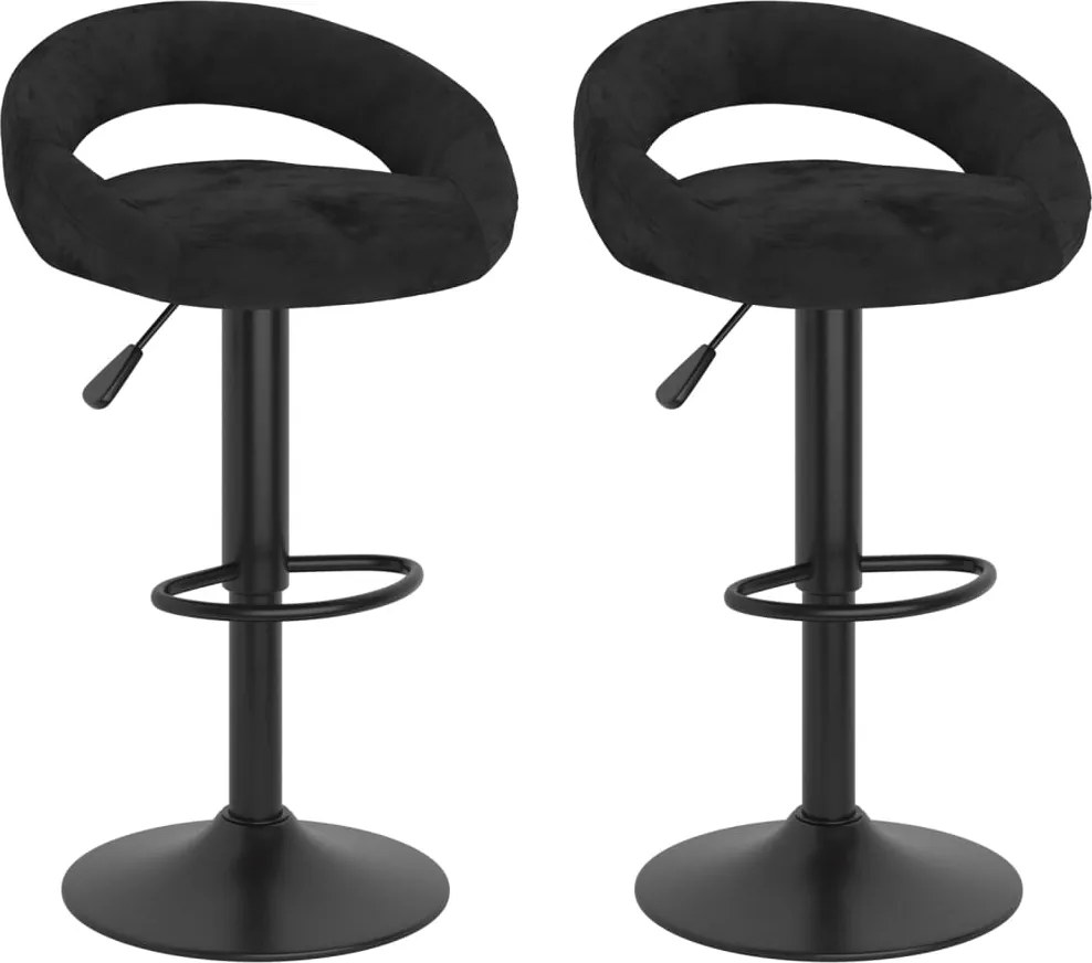 vidaXL Scaune de bar, 2 buc., negru, catifea