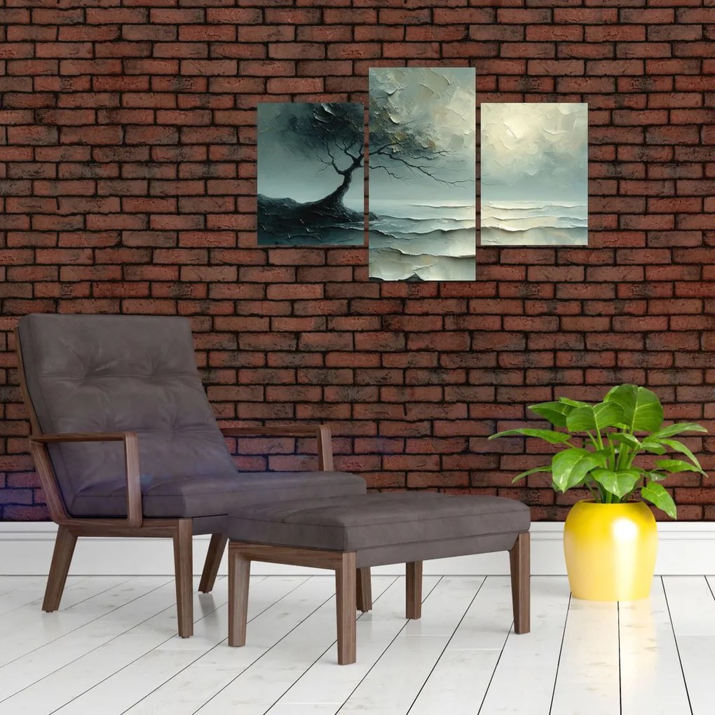 Tablou - pictură în ulei de un copac cu oceanul (90x60 cm)